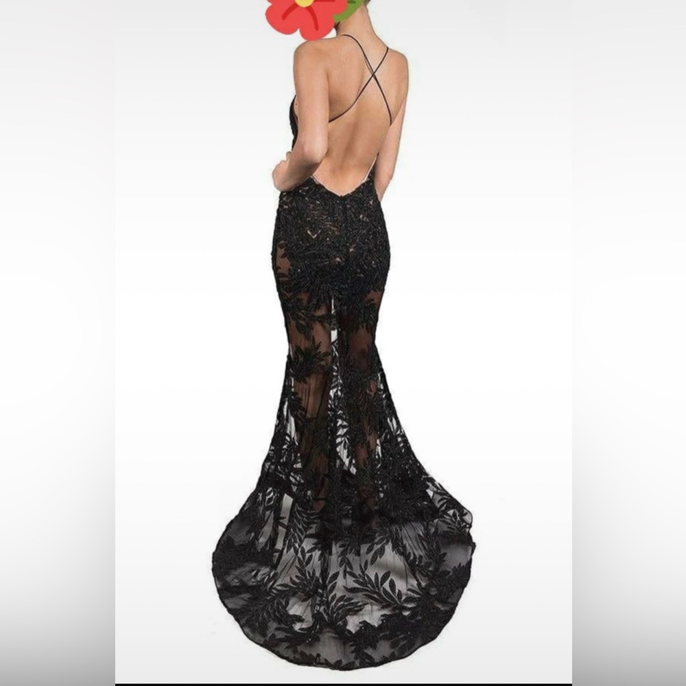 NADINE MERABI Stella Black Backless Lace Dress - Picture 7 of 16